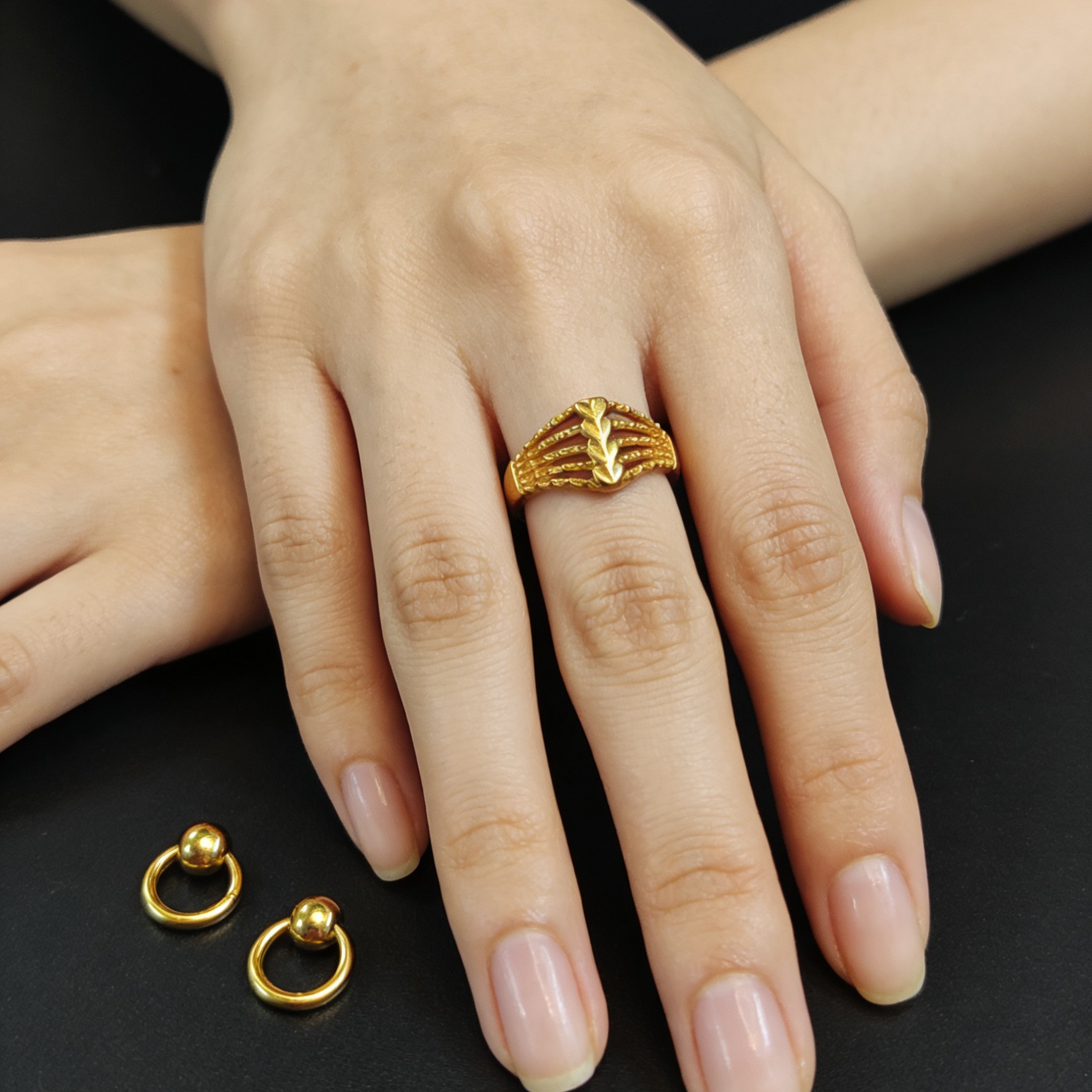 铜合金戒指 铜合金戒指  KS3013Nurluk 金色原创设计欧美扣头欧若