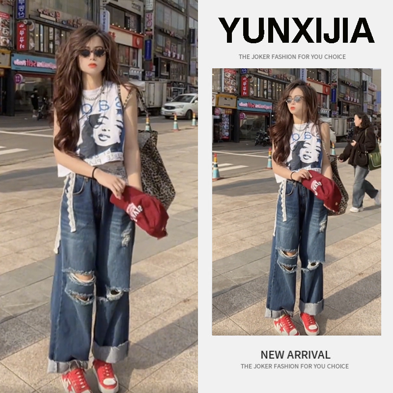 2025夏季新款辣妹炸街设计感吊带上衣直筒休闲高腰垂感长裤两件套