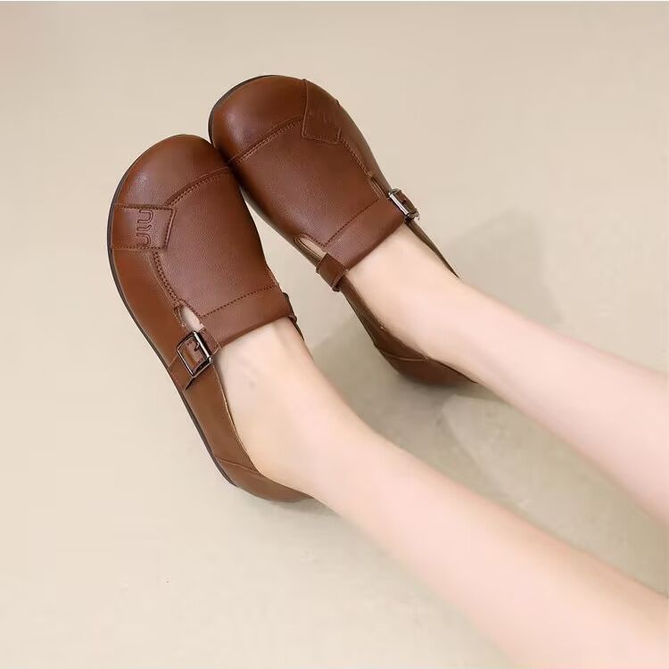 牛筋软底春夏软底女士休闲皮鞋女2025新款中老年舒适妈妈鞋子女