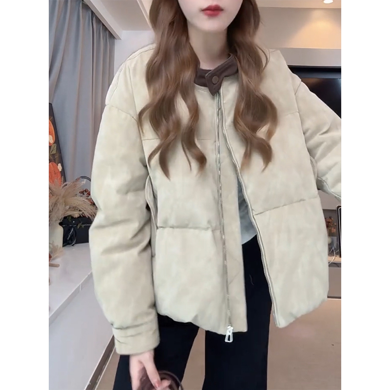 ins风休闲百搭棉服女2025新款韩版工装立领短款棉衣气质显瘦外套