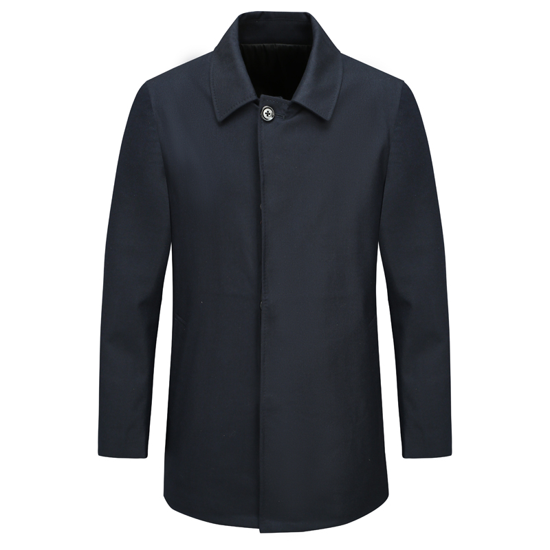 SL115仕东秋冬男式大衣 直排扣休闲保暖防风外套 深蓝色