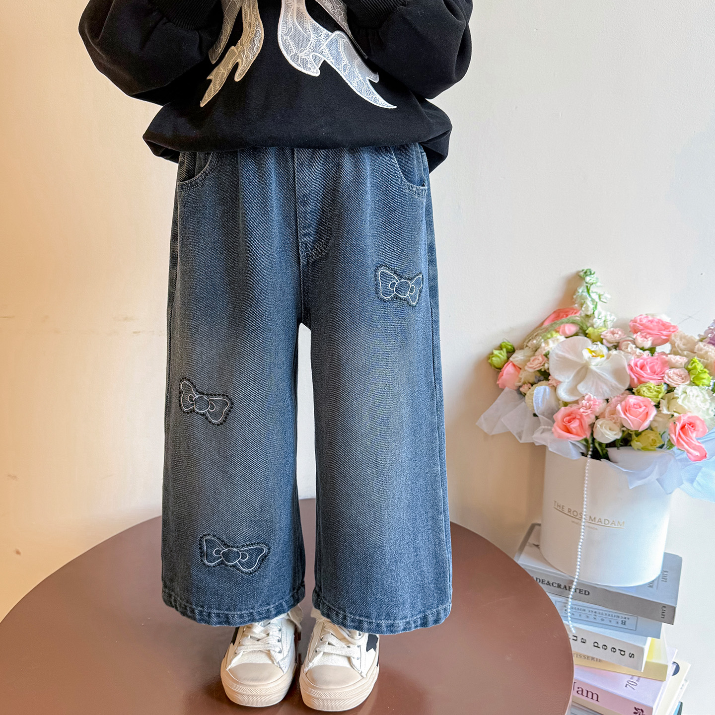 女童牛仔裤洋气时髦儿童阔腿裤子小女孩直筒裤宝宝春秋装2025新款