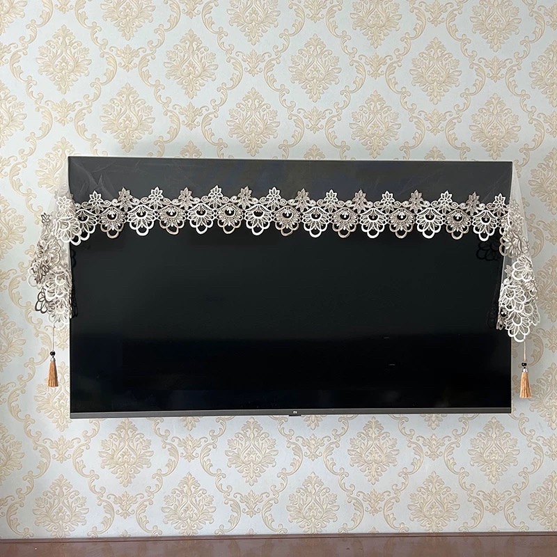 新款电视机蕾丝防尘盖防尘罩曲面电视不取挂式欧式壁挂式挂盖巾J