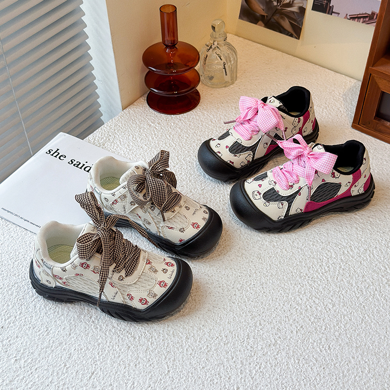 儿童运动鞋女童单鞋2025春秋款女童鞋子透气老爹鞋中大童甜美女鞋