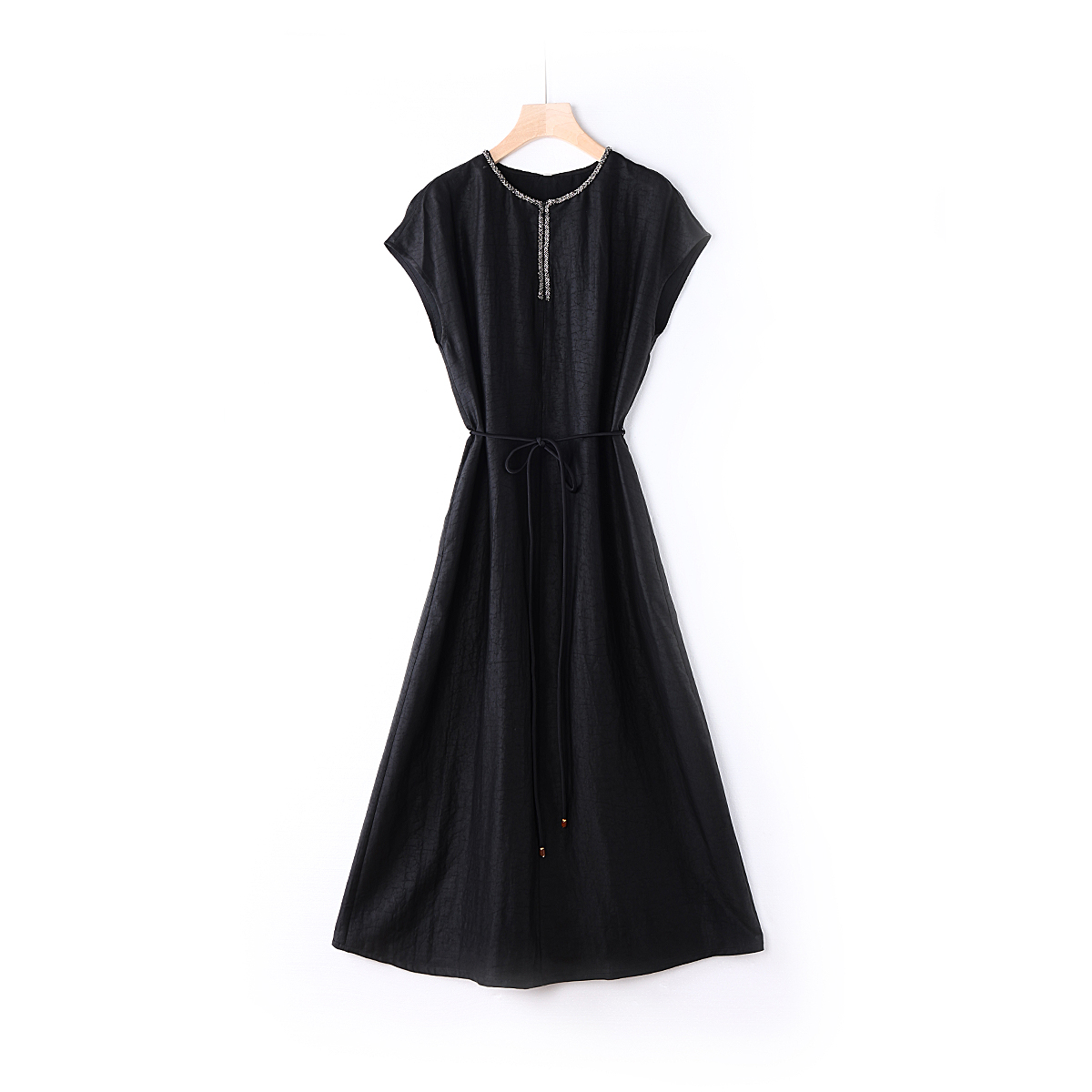 【澜亭絮絮】桑蚕丝香云纱手工串珠时尚款连衣裙3319