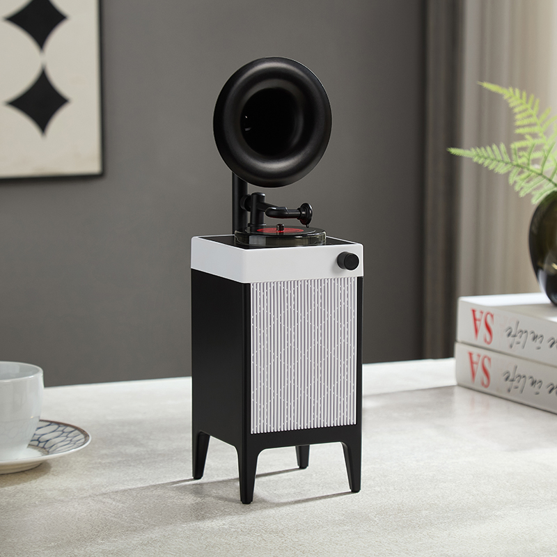 雅诗贝伦迷你蓝牙灯光留声机轻奢现代`U盘TF合金喇叭蓝牙音响G