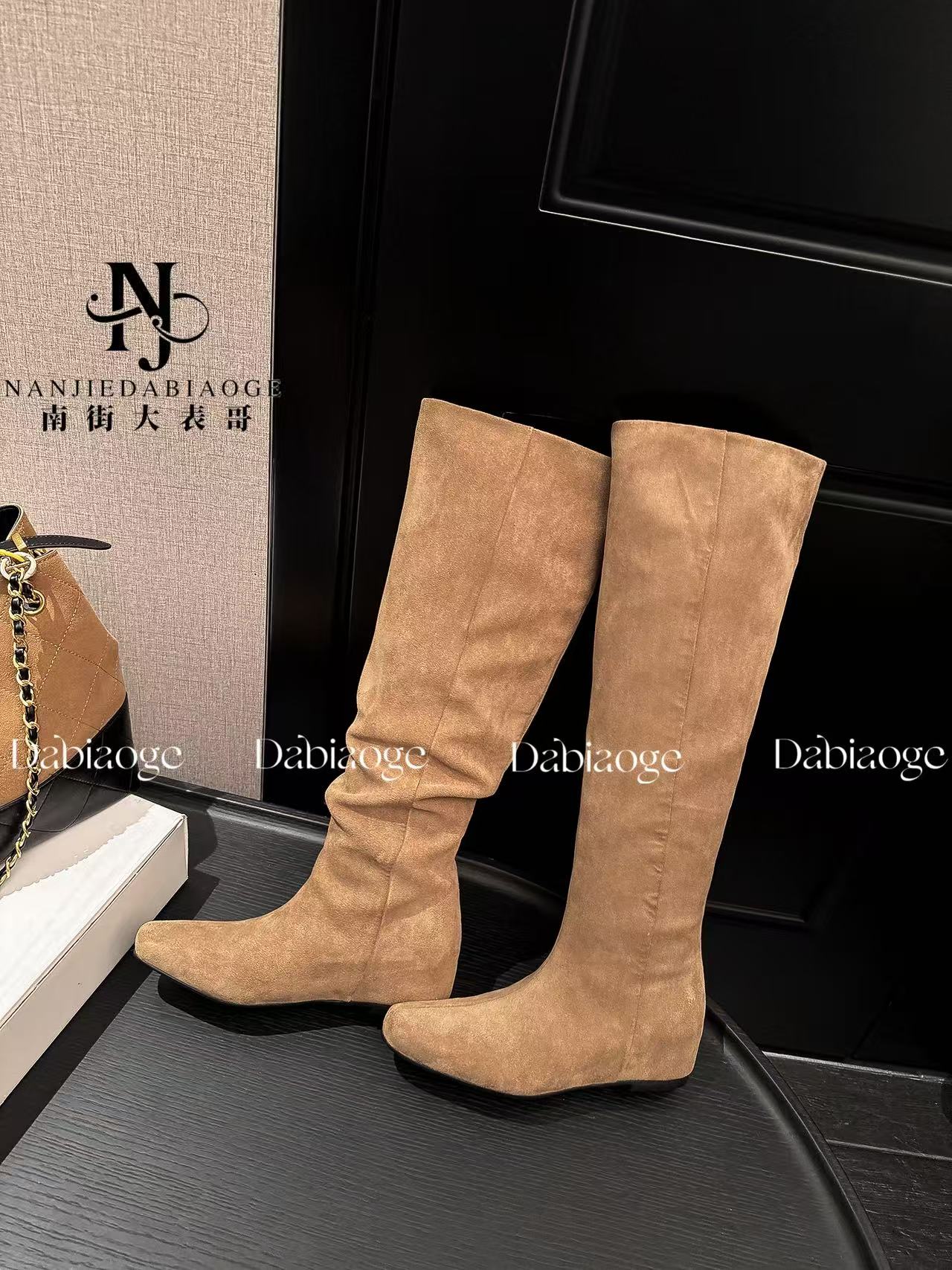 5CM~超显瘦藏肉堆堆靴显腿直百搭净版极简内增高长靴法式女