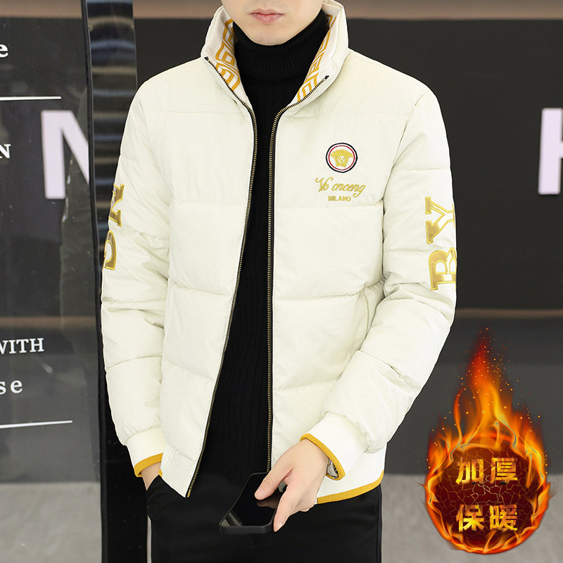 潮牌刺绣立领棉衣男士冬季加棉加厚保暖外套青年高端休闲冬装棉服