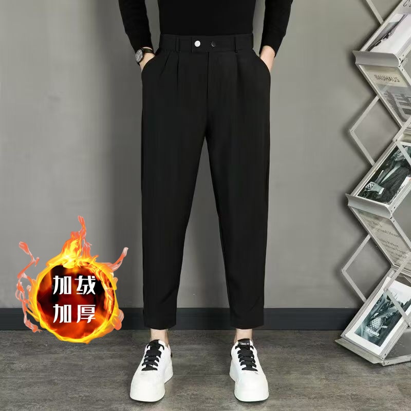 春秋男士直筒西装裤百搭秋冬韩版西裤潮流纯色小脚垂感休闲裤男装