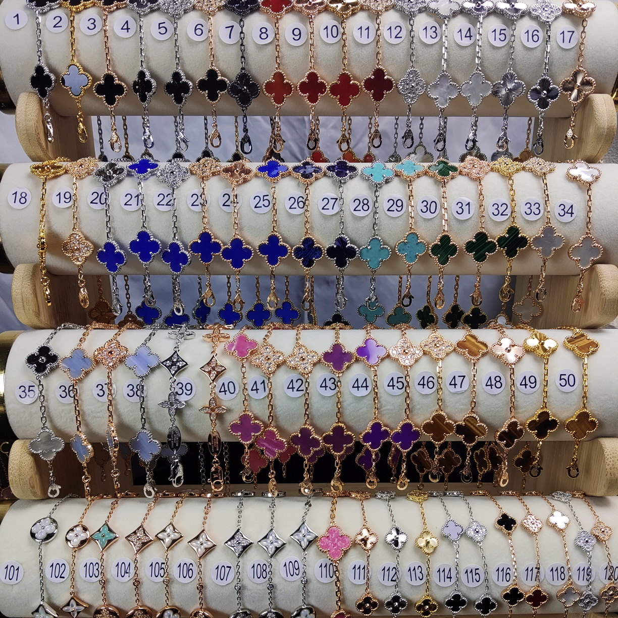 铜合金贝壳手链 植物花卉女黑色法式色男女通用简约五花手链