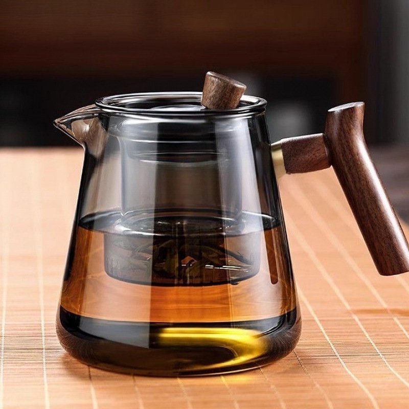 玻璃泡茶壶2025新款加厚耐高温单壶茶水分离电陶炉侧把煮茶具杯P