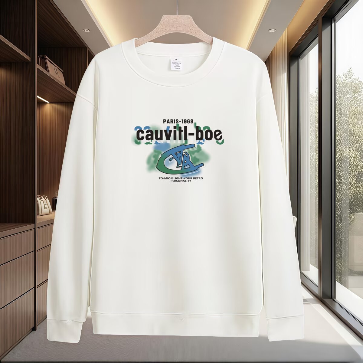 卫衣2025年秋季男士字母图案加绒秋冬印花卫衣圆领宽松打底上衣男