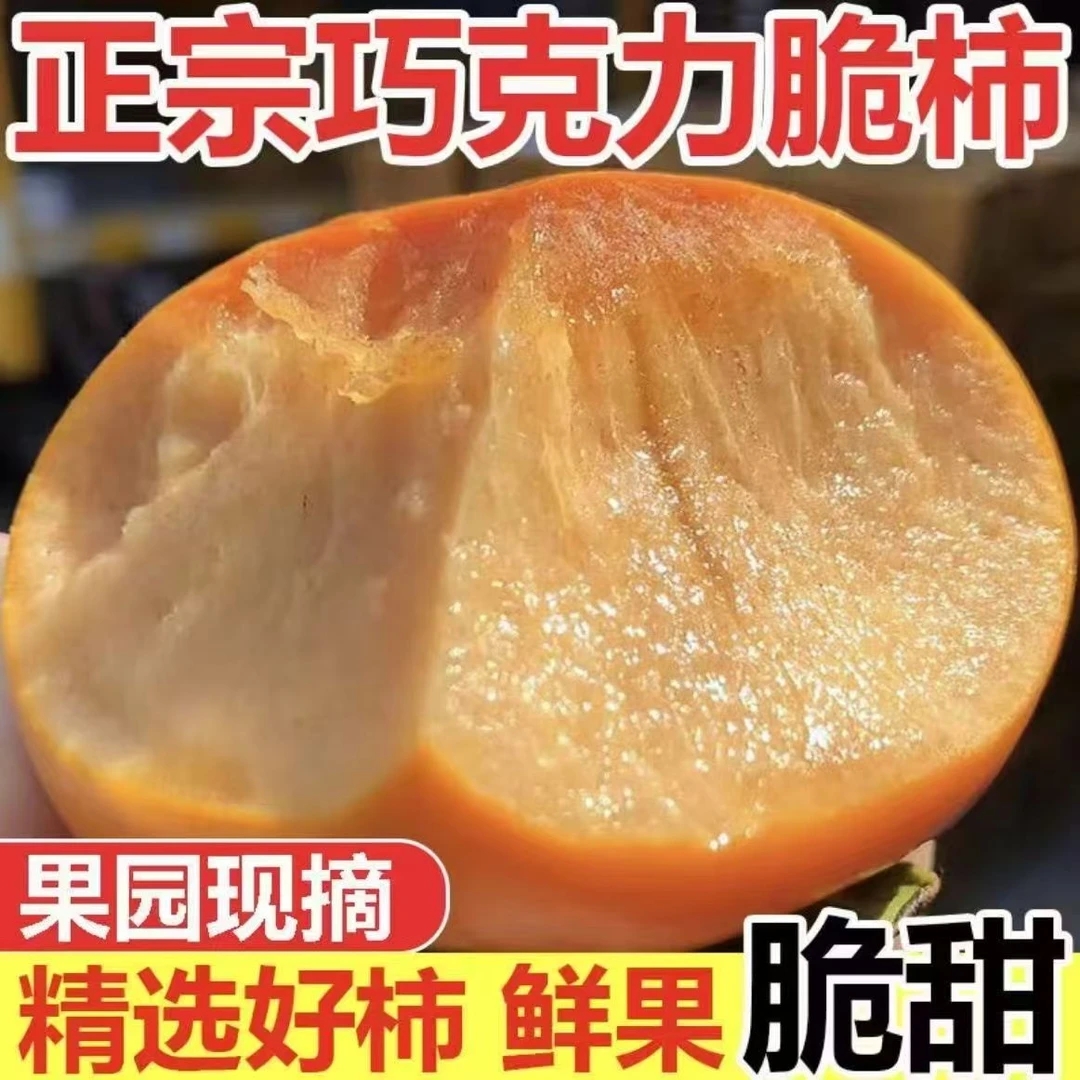 【5斤】冰糖心巧克力脆柿子2025年新鲜采摘香甜多汁不涩无籽脆柿子X