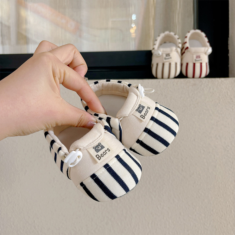 秋冬条纹宝宝鞋0-1岁男女婴儿单鞋软底防滑学步鞋婴幼儿鞋步前鞋
