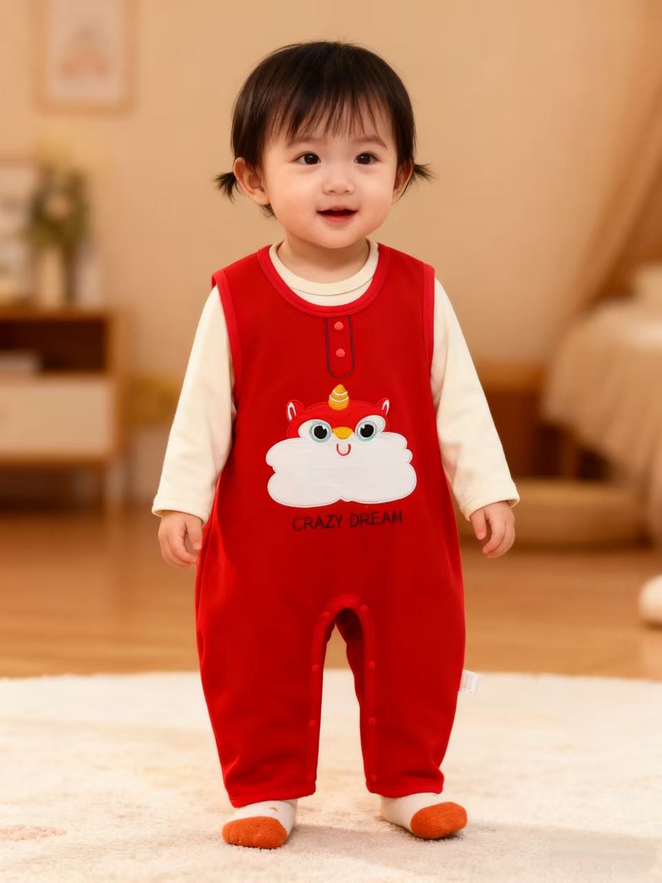 宝宝科密绒连体哈衣年款背带裤