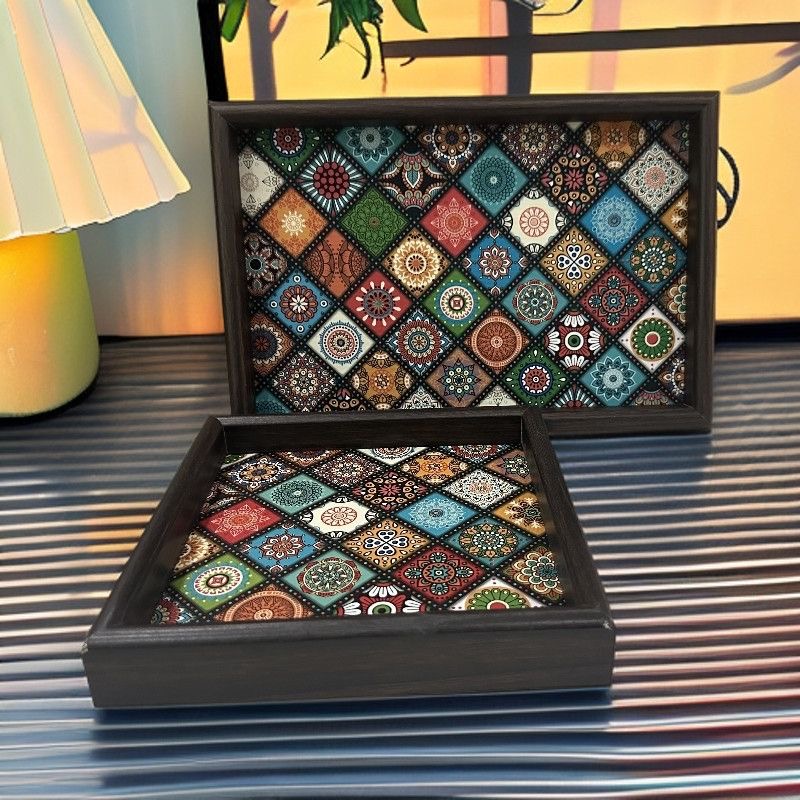 洛诺兔波西米亚风摆件托盘玄关客厅创意置物盘珠宝首饰零食家用收