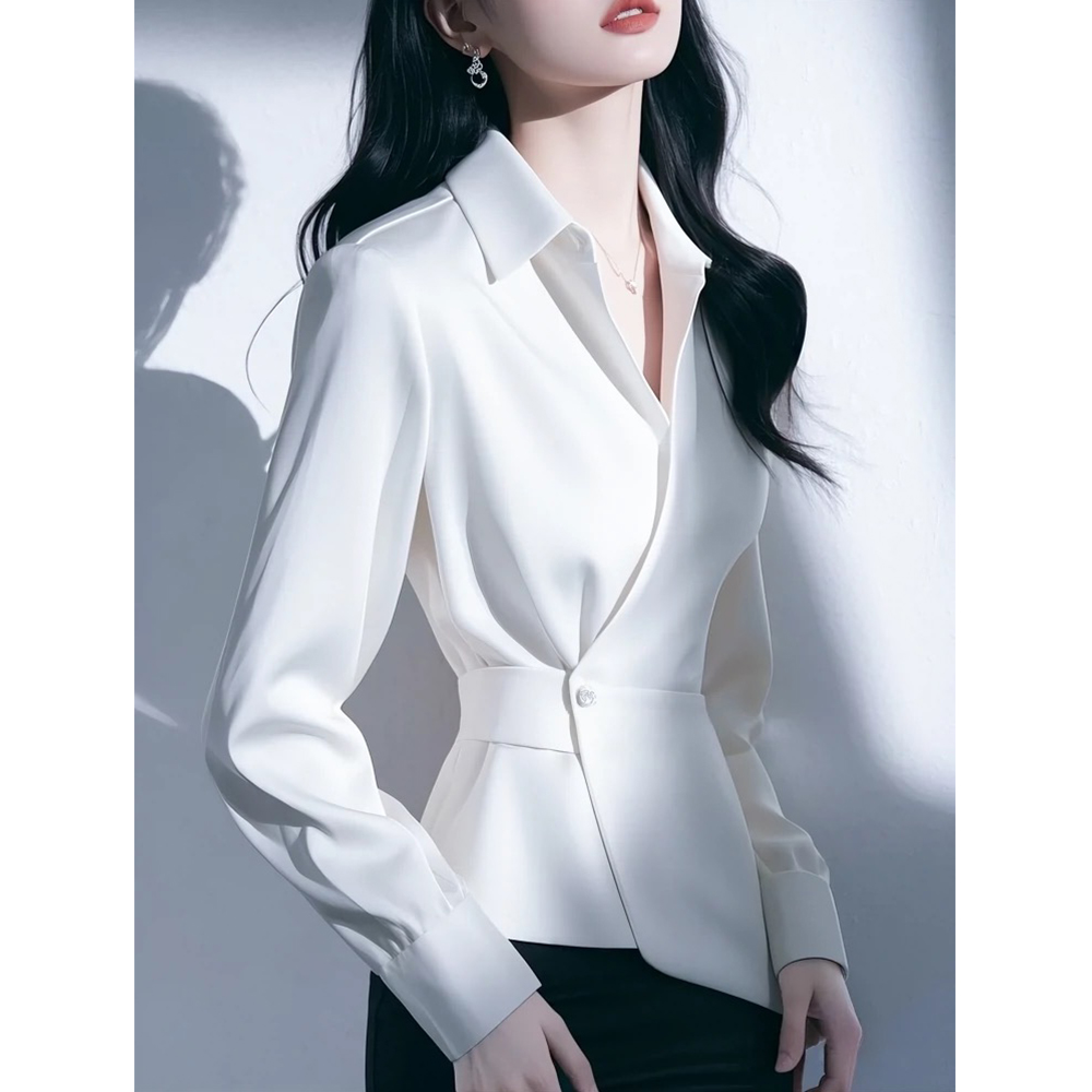 超好看独特漂亮白色衬衫女高级感轻奢减龄洋气小香风上衣2025春季