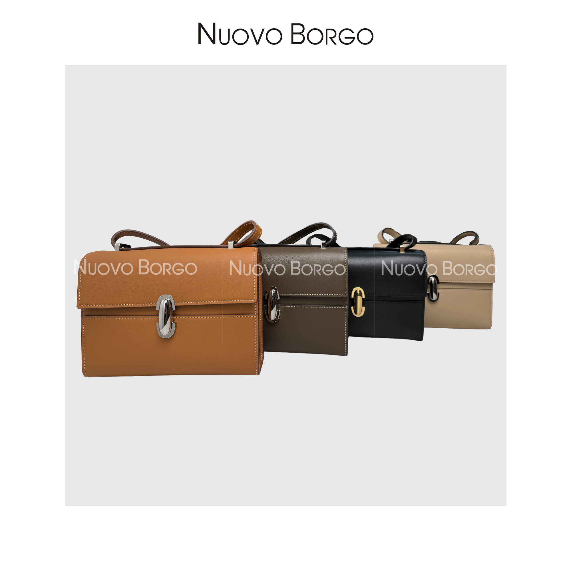 Nuovo Borgo W39/8002 手提包法式真皮轻奢单肩斜跨包手拎小方包