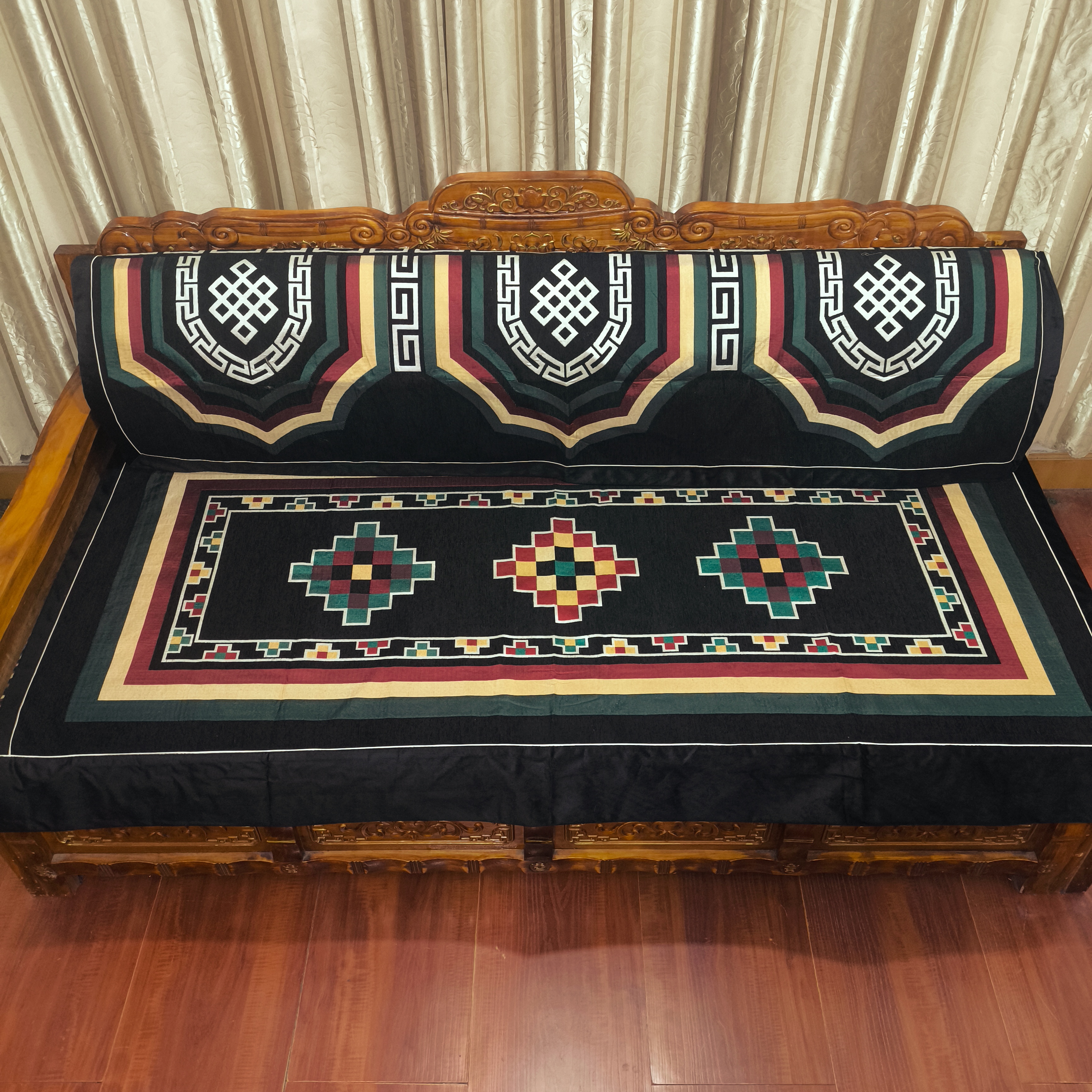 西藏包邮 雪域巅峰刺绣彩虹民族风藏式床坐垫藏式沙发垫 刺绣防滑