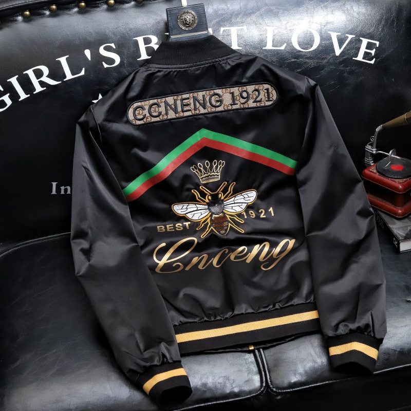 轻奢潮流时尚帅气休闲修身外套男2025春秋季小蜜蜂刺绣夹克棒球服