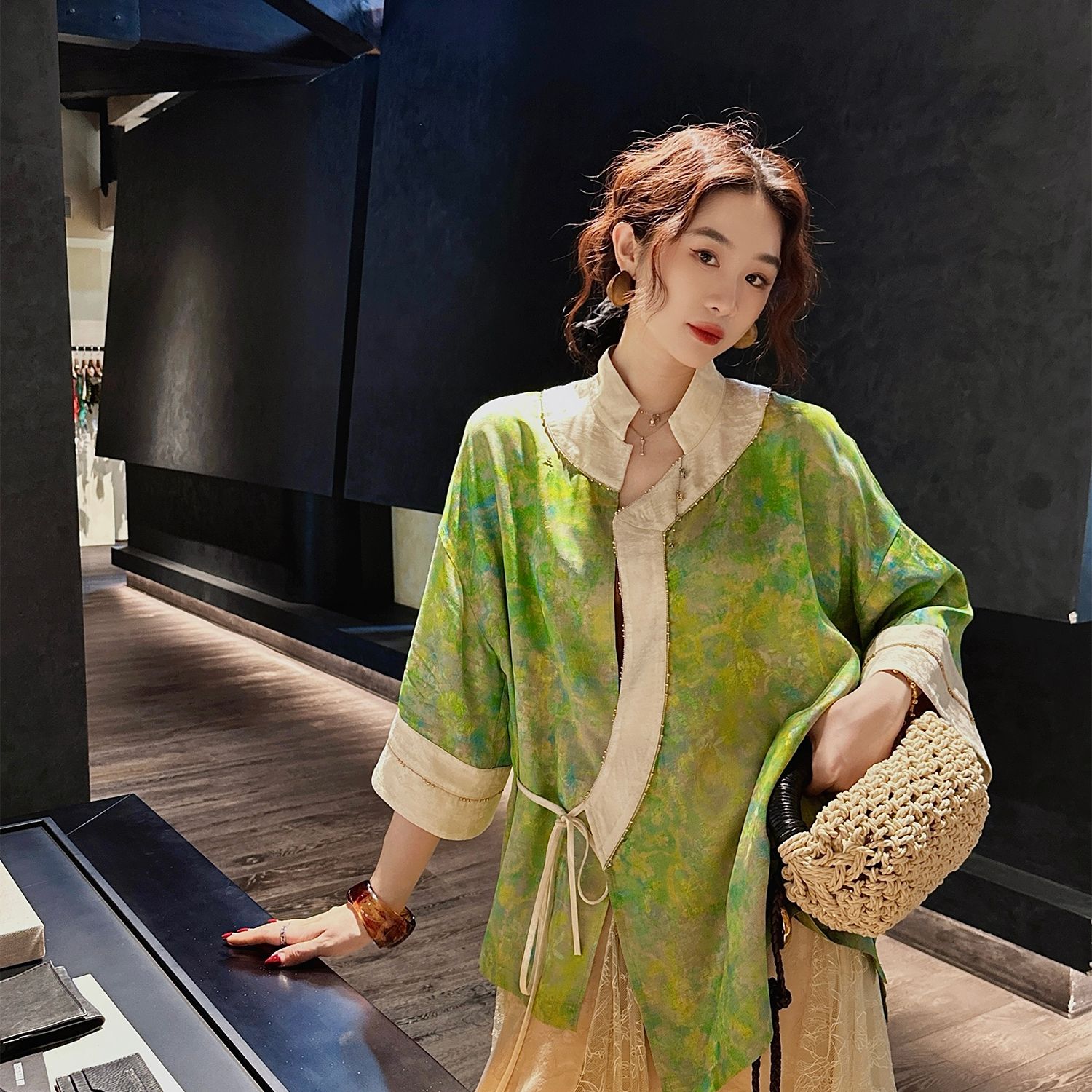 三吉黑花【宴词】新中式国风人丝清凉外套女薄款夏2025新款防晒潮