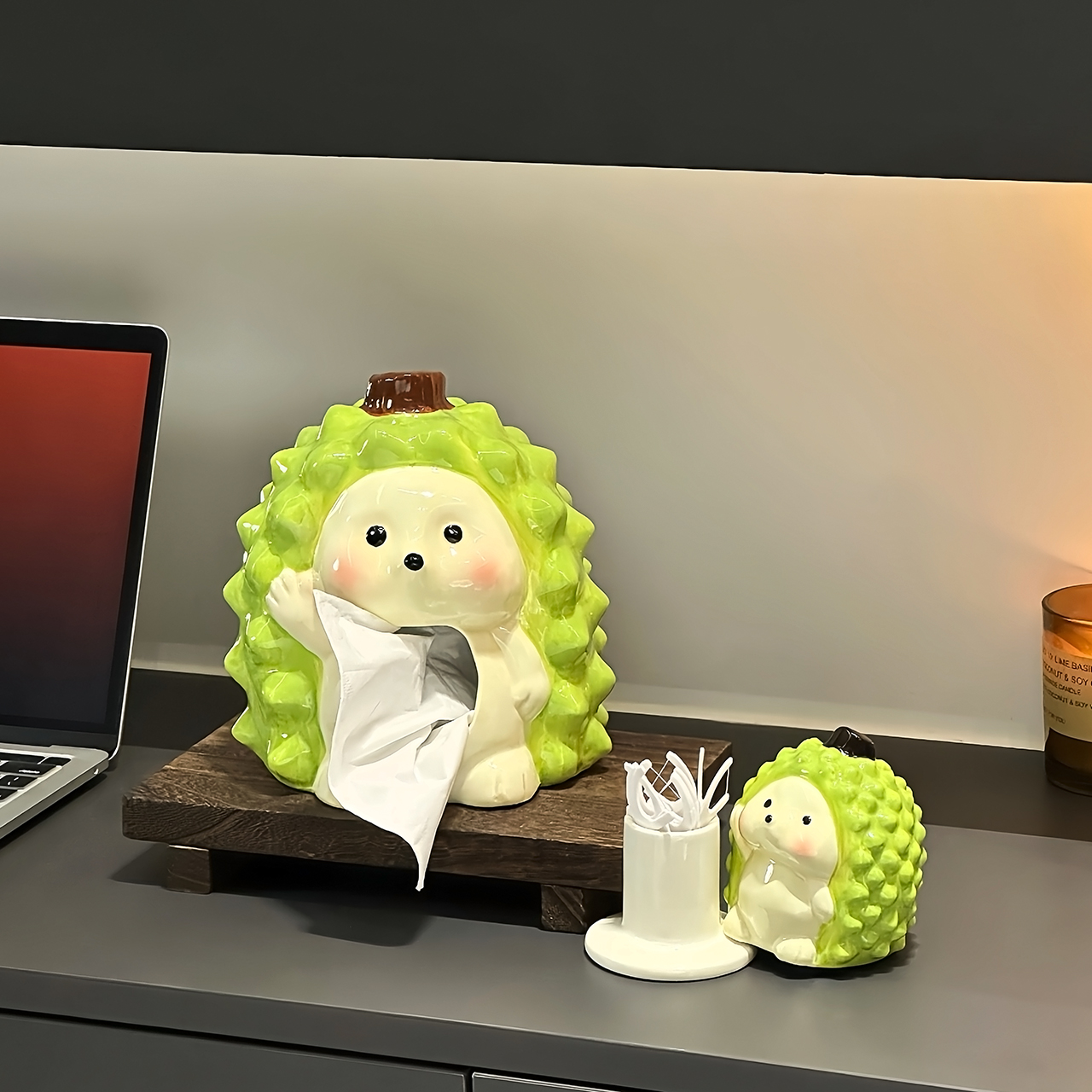 创意牙签筒高颜值陶瓷牙线盒桌面棉签盒高档家用客厅棉签收纳盒子