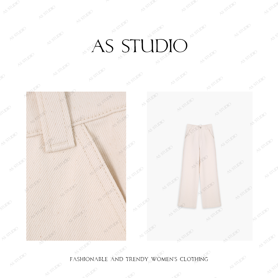 【AS汉白玉】25新立体中缝裁剪净版休闲百搭阔腿裤AS25QXXK02486