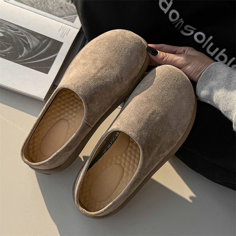 通勤半拖鞋潮款小土豆男女勃肯鞋休闲皮凉拖鞋情侣大头穆勒鞋包头