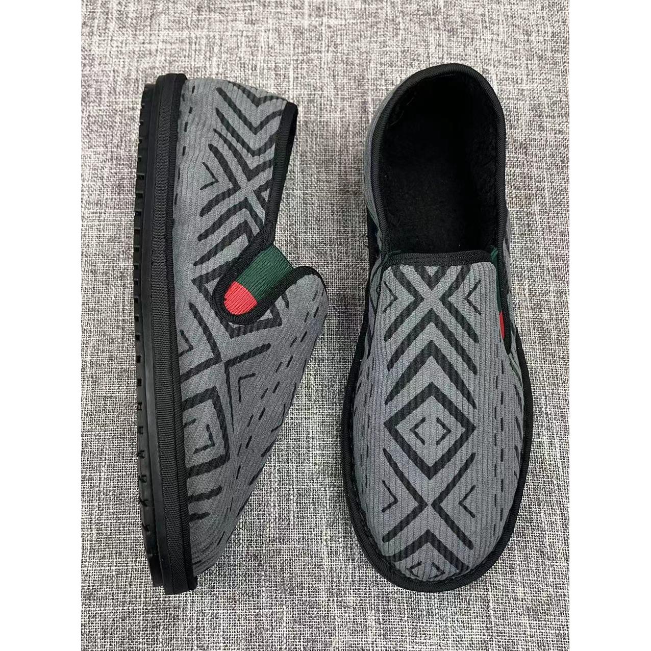 老北京布鞋男冬季加绒加厚鞋子灯芯绒平跟懒人一脚蹬百搭休闲鞋