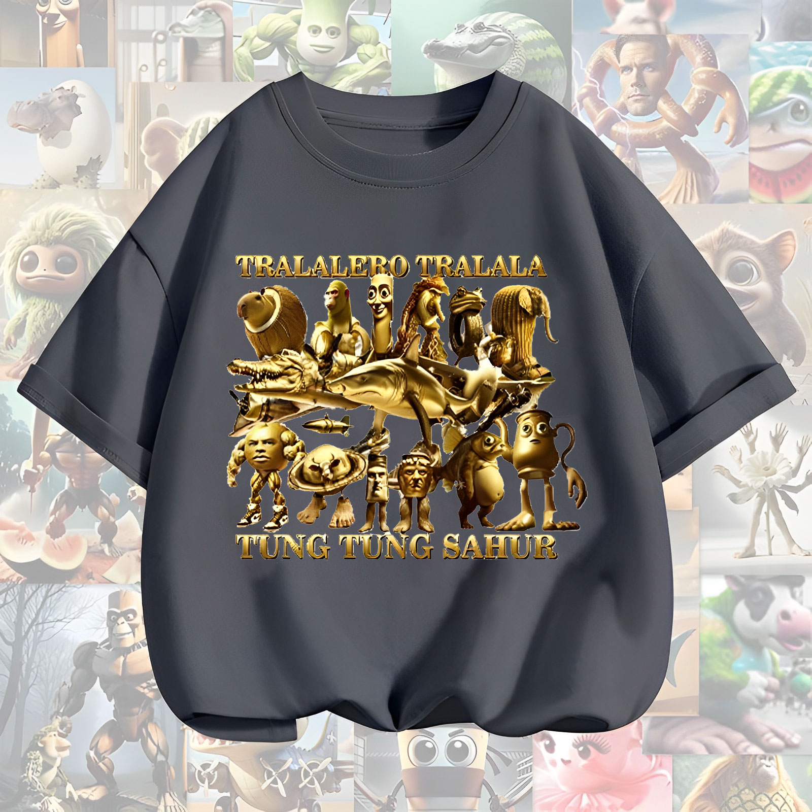 美国黄金版山海经通通哥童装潮牌周边衣服儿童短袖T恤打底衫上衣