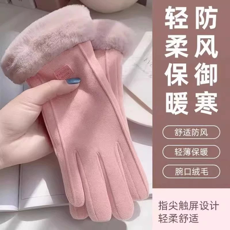 秋冬季加绒加厚女士保暖手套户外骑行电动车防风防寒韩版触屏手套
