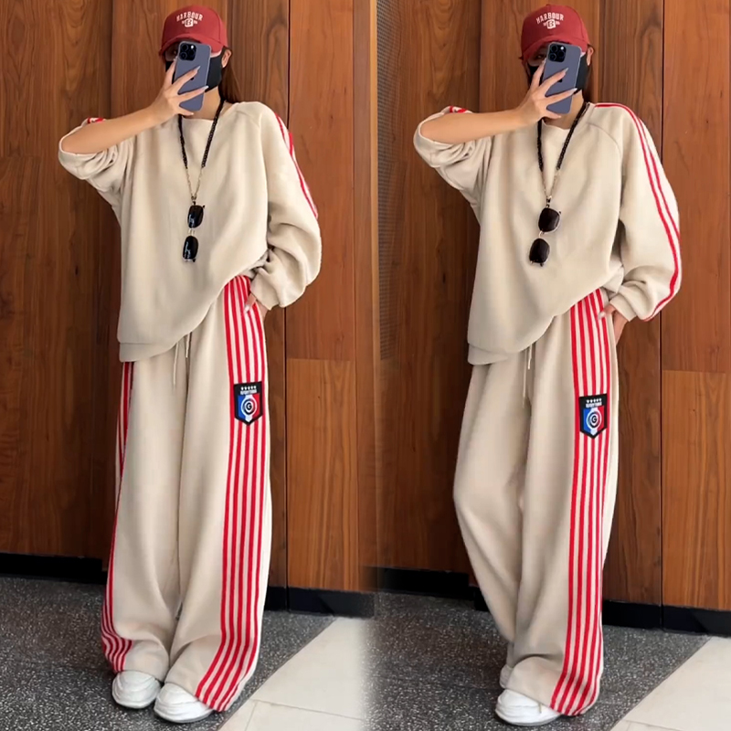 高含棉休闲套装女2026年春秋新款时髦洋气宽松显瘦卫衣卫裤两件套