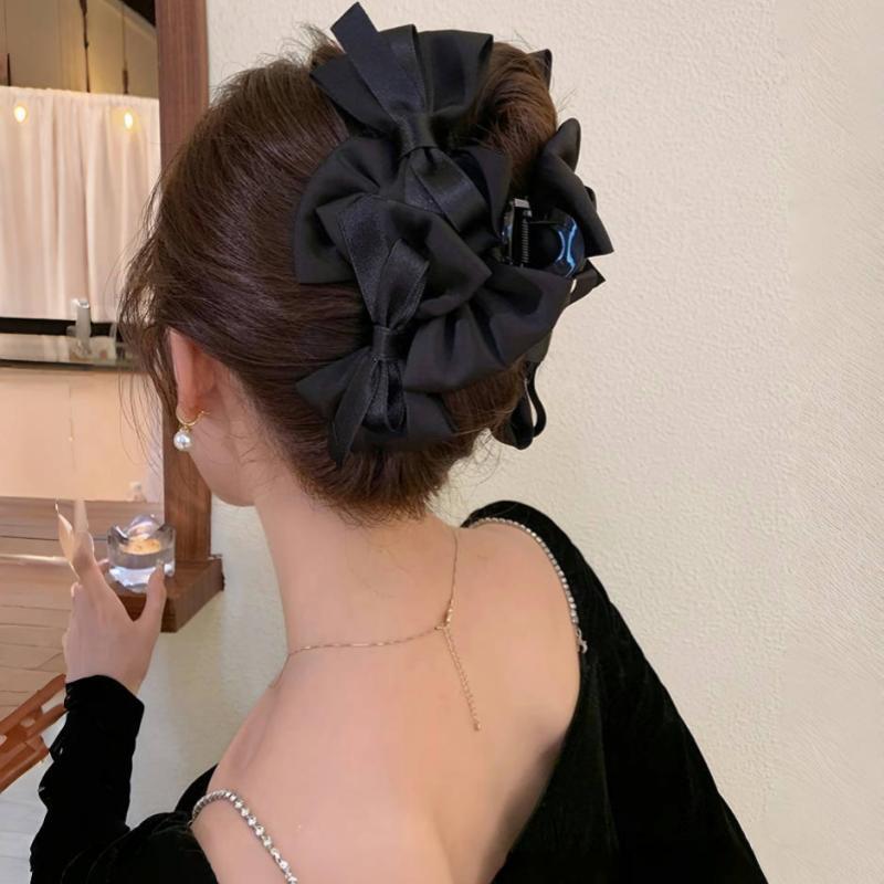 法式优雅蝴蝶结抓夹2025新款大号高级感发夹女后脑勺双面鲨鱼夹潮