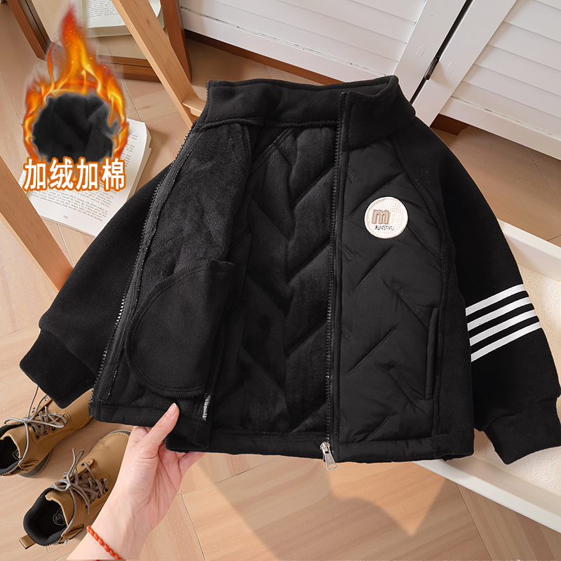 2025秋冬款校服神器男童保暖宝宝洋气内胆女童加绒中大童棉服外套