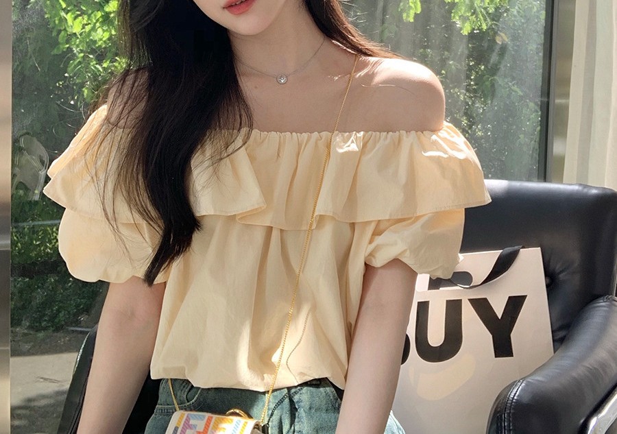 (301-400非主图）辣妹碎花法式方领雪纺衫气质显瘦纯欲甜美夏短款