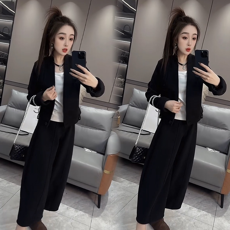 2025秋冬新款时尚显瘦气质网红高档套装女高级百搭宽松大码两件套