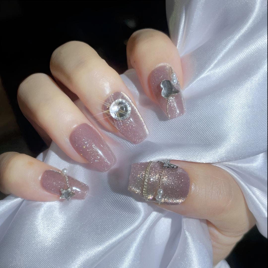 【暗夜精灵】纯手工定制美甲高级感秋冬猫眼嵌宝石穿戴美甲穿戴甲片