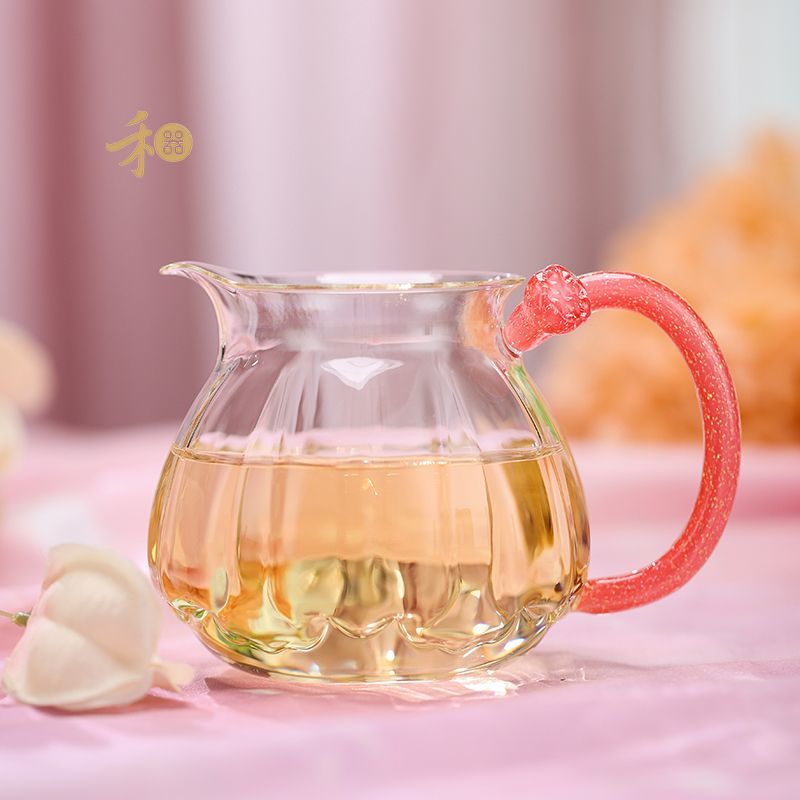 禾器蜜粉金莲君茶海高硼硅玻璃公道杯茶室高端莲蓬造型公杯茶具