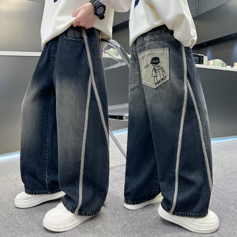 儿童装秋季牛仔裤男童直筒休闲中大童韩版帅气炸街长裤男孩裤子潮