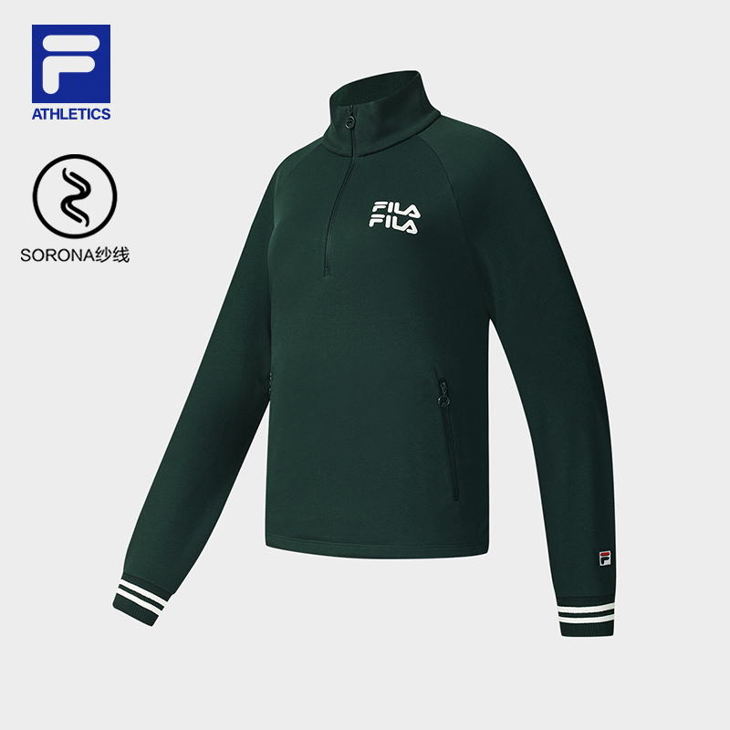 FILA 斐乐官方女子套头卫衣2025秋新款网球运动宽松针织长袖上衣