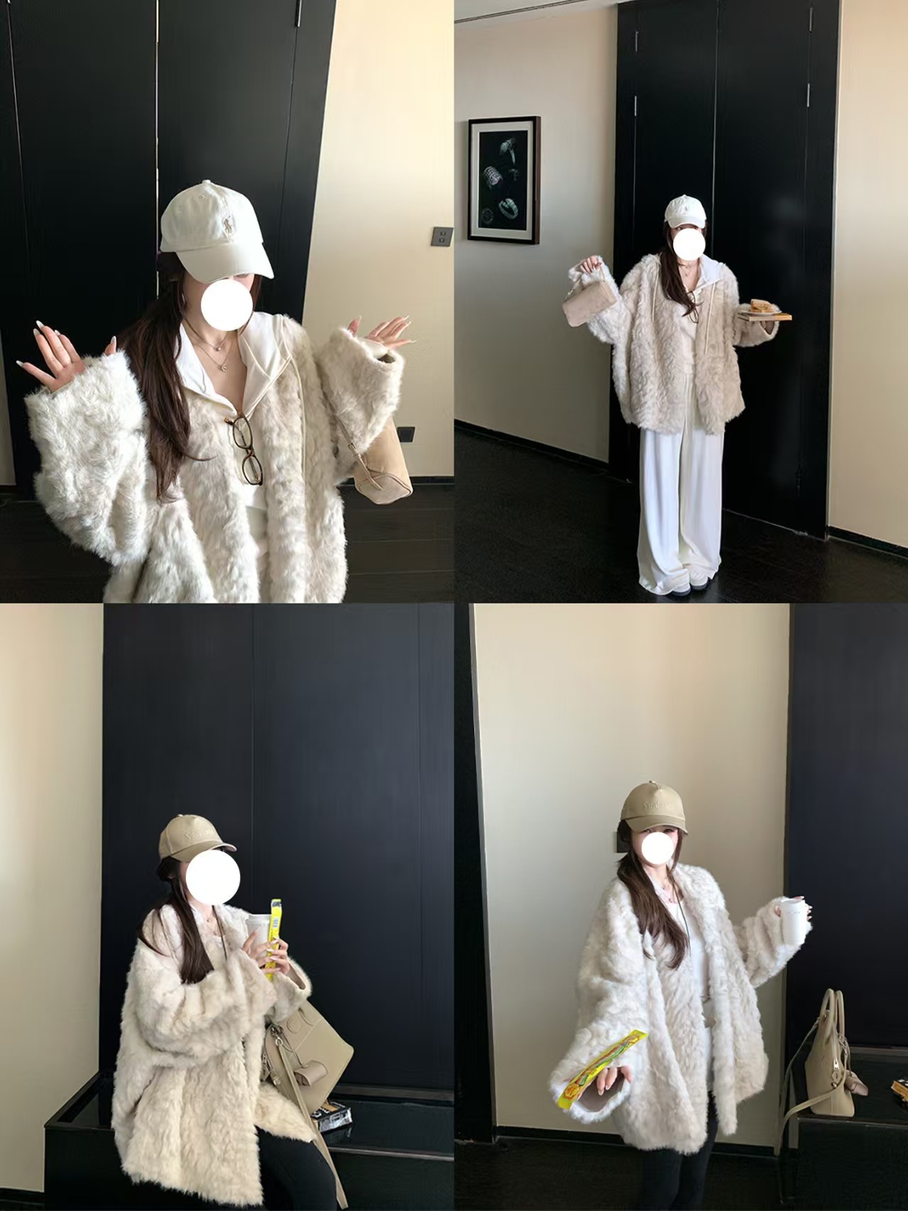新款仿花狐貂氛围感韩版时尚气质环保皮毛一体毛毛外套