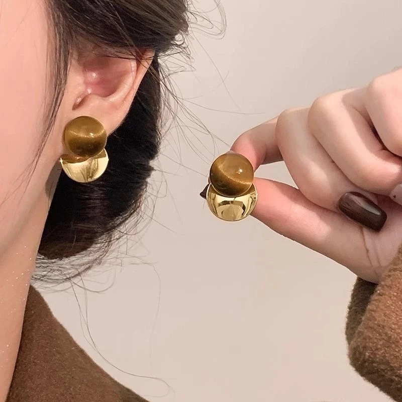 秋冬美拉德圆片耳钉2026新款爆款高级感耳环女时尚气质耳饰品配饰