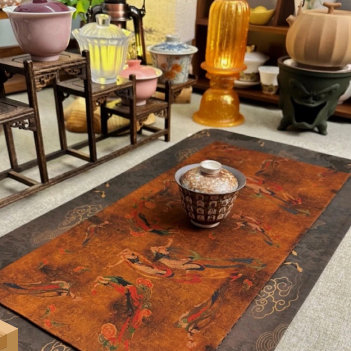 【香云纱组合茶席】新中式双面香云纱复古茶席文玩垫手工垫高档泡茶