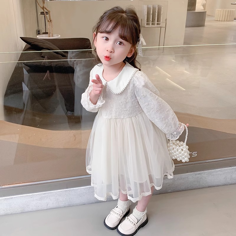 女童连衣裙春装2025新款儿童韩版蕾丝纱裙宝宝春秋季洋气公主裙子