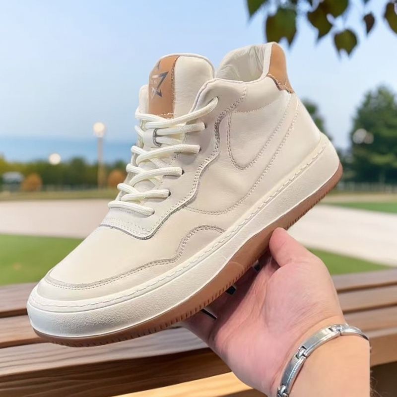 2025冬季新款高帮头层牛皮休闲真皮透气软底软面时尚百搭板鞋9089