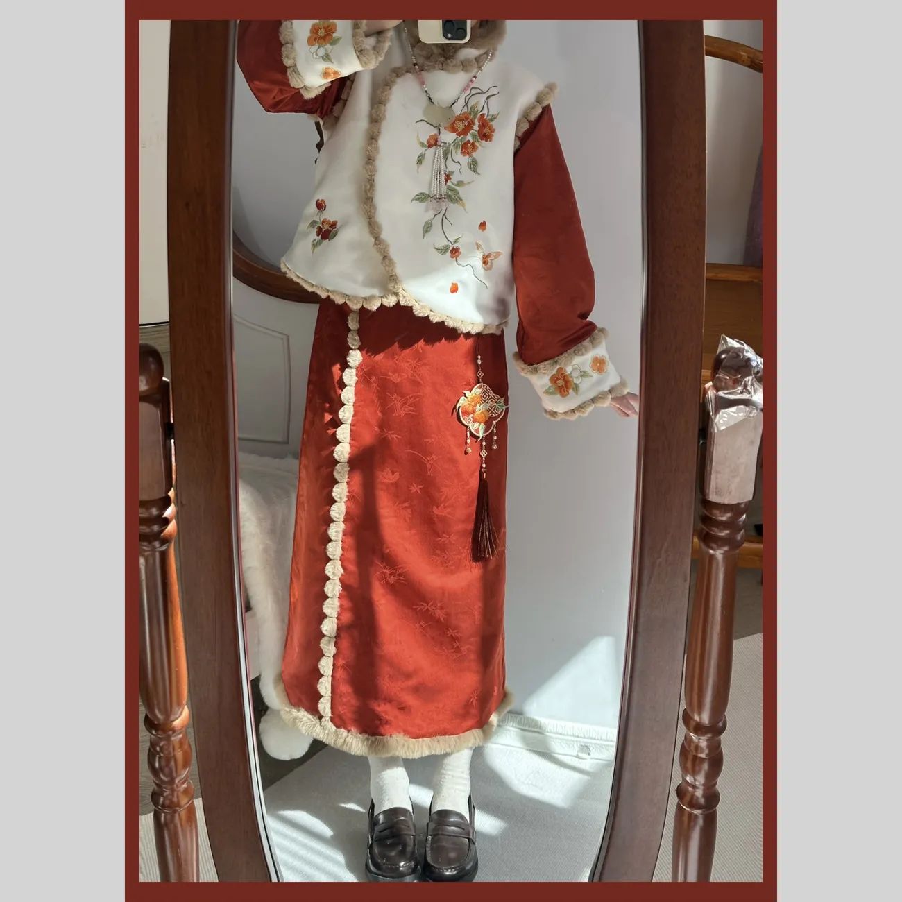 2025冬季新款醉墨笙箫原创汉服 吉祥如意 假两件改良旗袍裙秋冬女