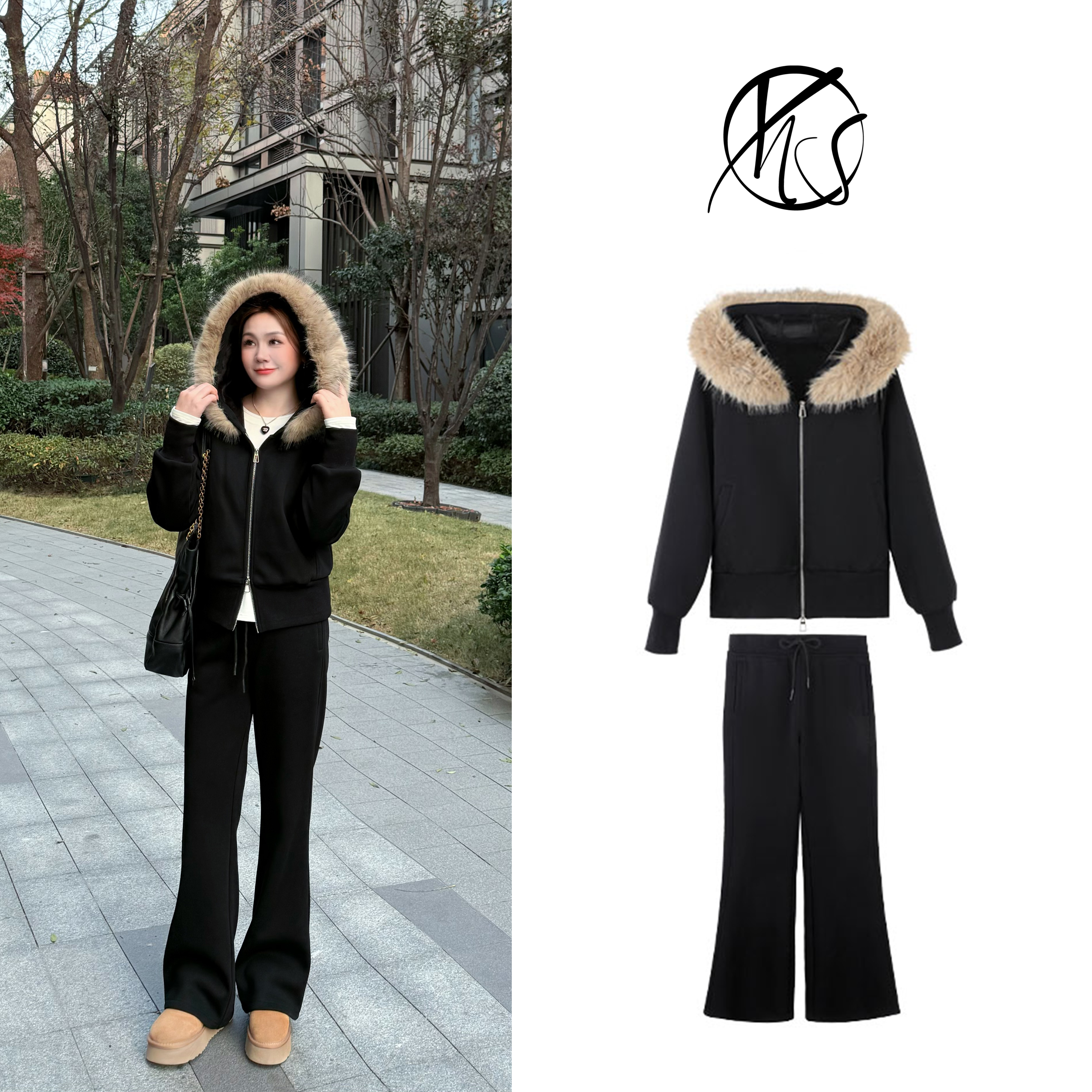 NANJIE/楠姐【懒人系列】气质时尚休闲冬季修身上衣+裤子N2459