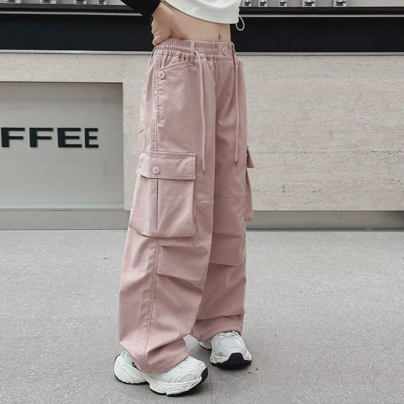 女童工装裤春秋款2025新款洋气小女孩秋季裤子酷帅儿童秋装直筒裤