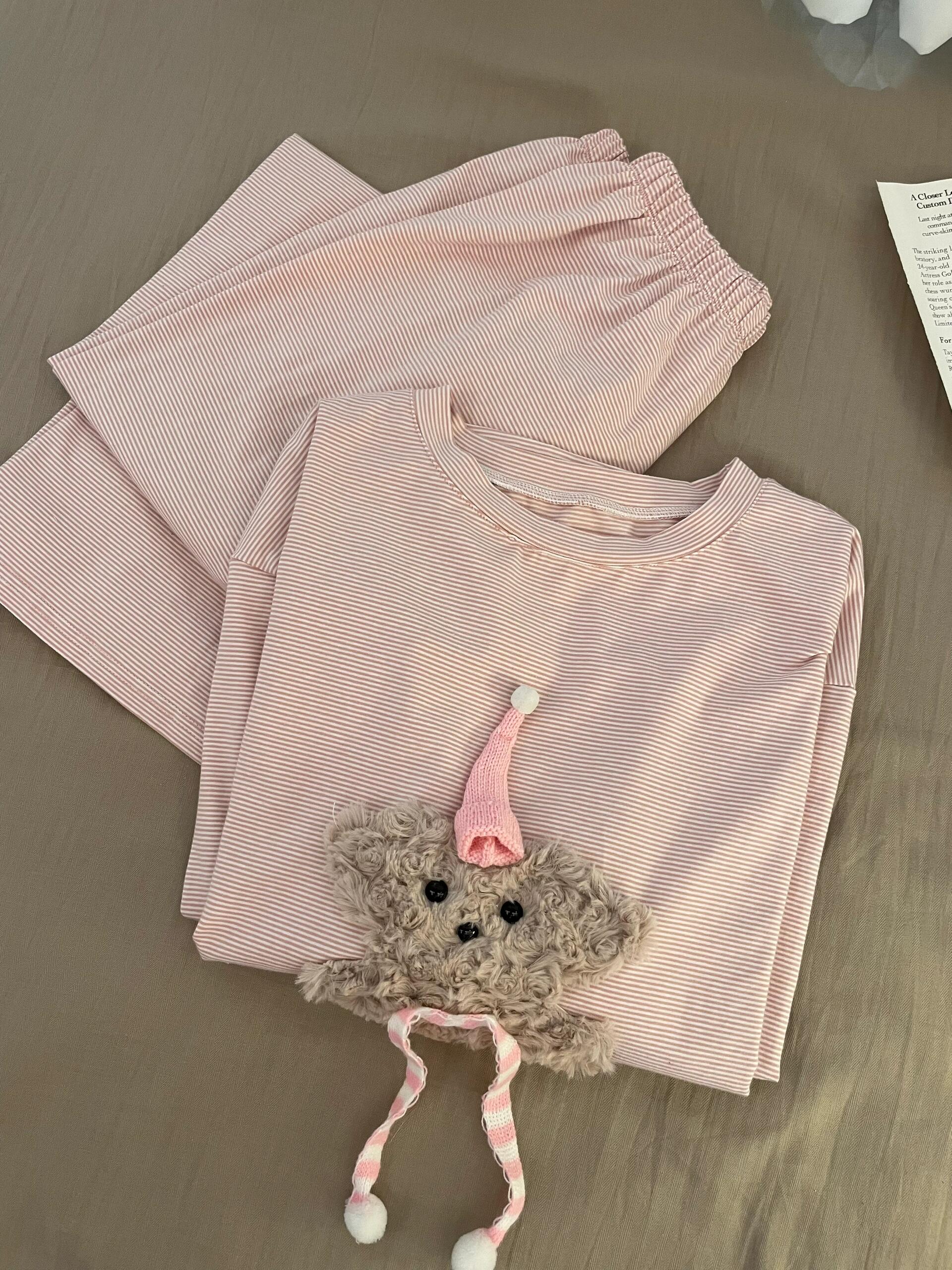 韩系可爱卡通小狗狗丝滑睡衣春秋女2025年新款长袖居家可外出套装