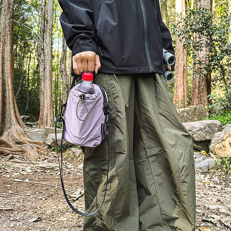 抽绳纯色水壶包男女户外休闲运动防泼水便携小包百搭手机包多功能